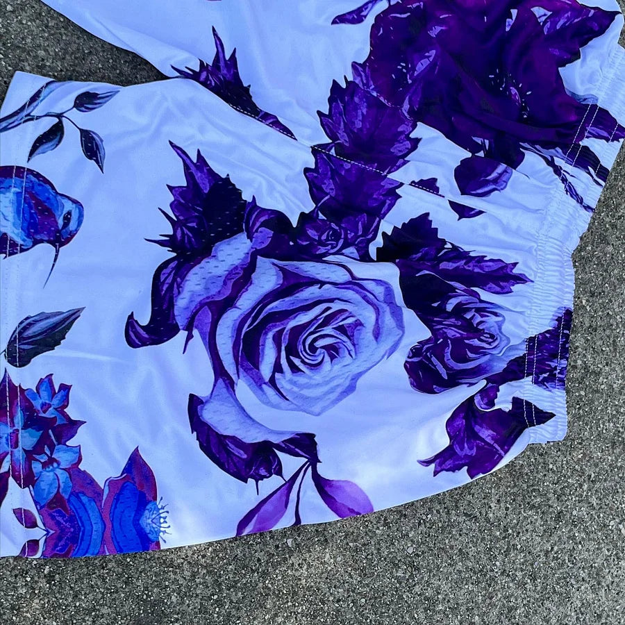 Hummingbird Floral Print Shorts