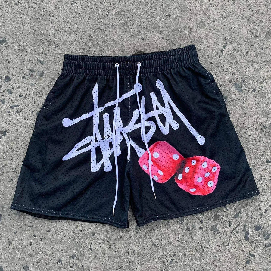 Personalized Letter Dice Print Pocket Shorts