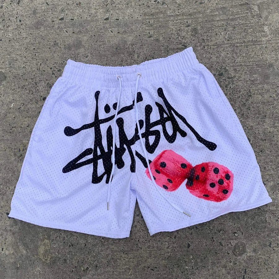 Personalized Letter Dice Print Pocket Shorts