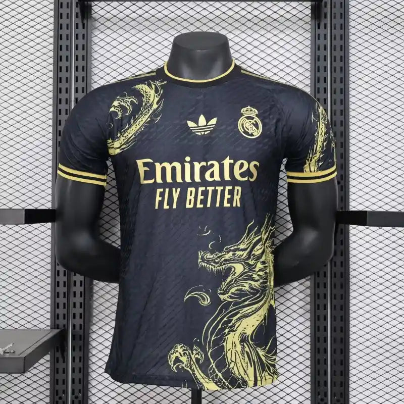 Real Madrid 2025 Black & Gold Dragon Jersey