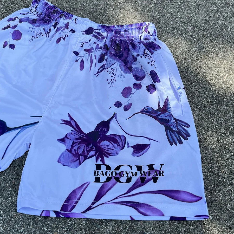 Hummingbird Floral Print Shorts